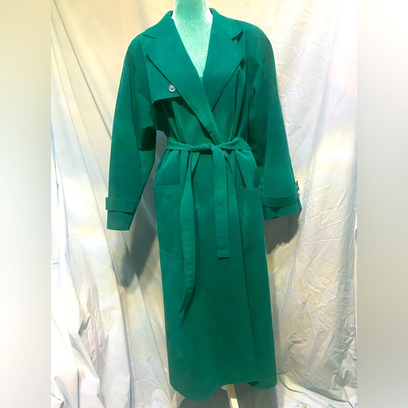 ultra suede Jackets & Blazers - Ultra suede: vintage 80s emerald green suede duster